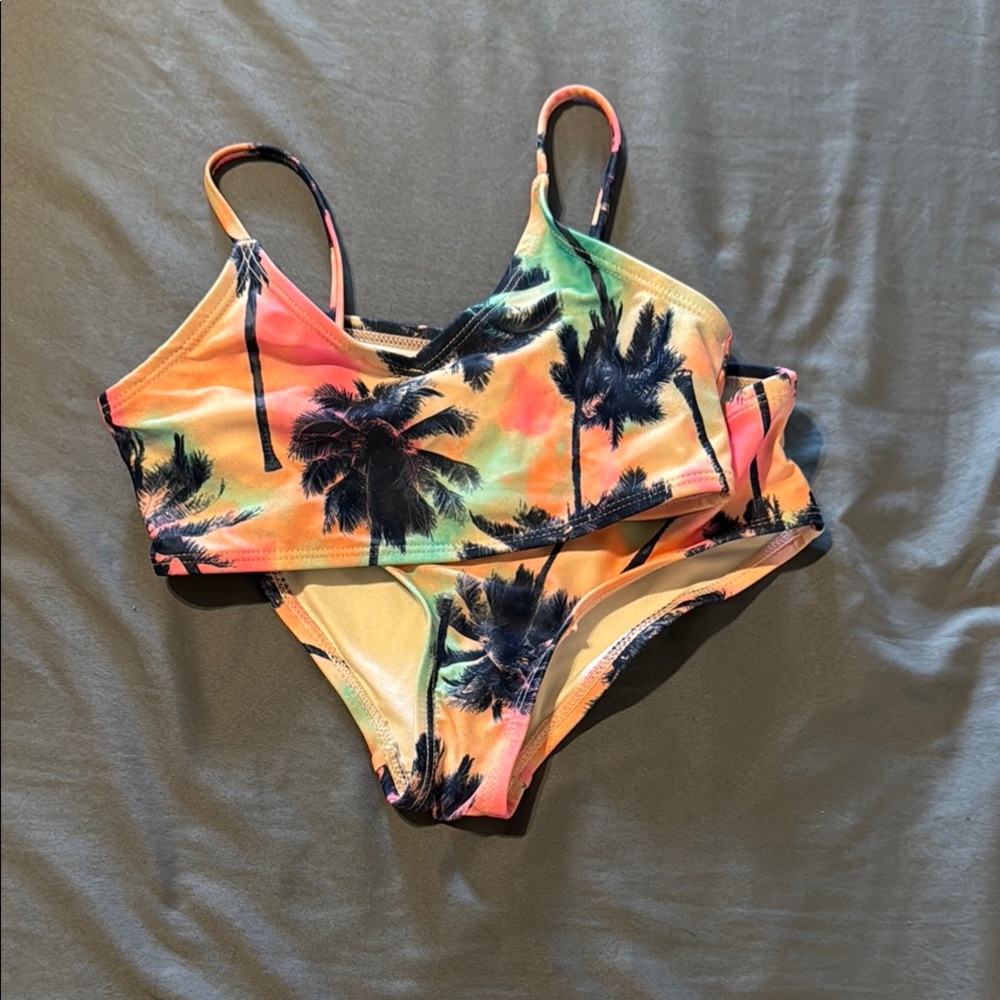 Wonder Nation Tropical Kids Swim Bikini - Orange and Green